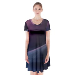 Abstract Form Color Background Short Sleeve V-neck Flare Dress by Nexatart