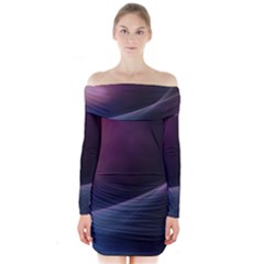 Abstract Form Color Background Long Sleeve Off Shoulder Dress by Nexatart