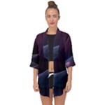 Abstract Form Color Background Open Front Chiffon Kimono