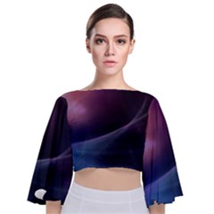 Abstract Form Color Background Tie Back Butterfly Sleeve Chiffon Top by Nexatart