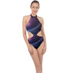 Abstract Form Color Background Halter Side Cut Swimsuit