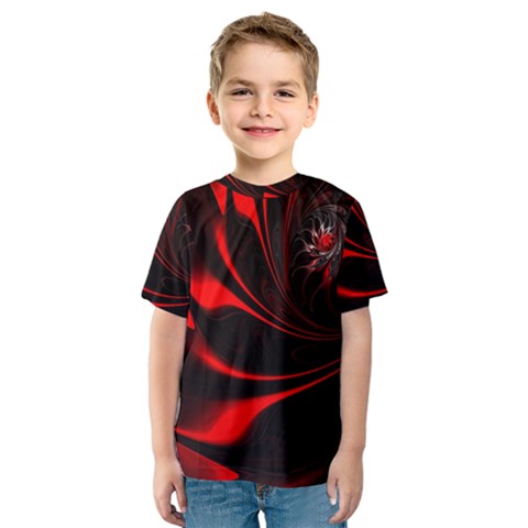 Abstract Curve Dark Flame Pattern Kids  Sport Mesh Tee by Nexatart