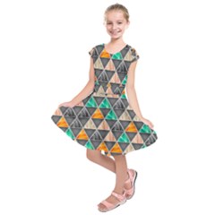 Abstract Geometric Triangle Shape Kids  Short Sleeve Dress by Nexatart