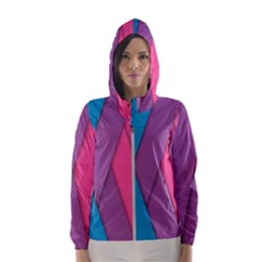 Abstract Background Colorful Strips Hooded Windbreaker (women) by Nexatart