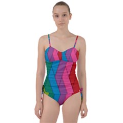 Abstract Background Colorful Strips Sweetheart Tankini Set by Nexatart