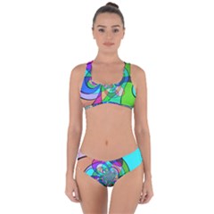 Retro Wave Background Pattern Criss Cross Bikini Set by Nexatart