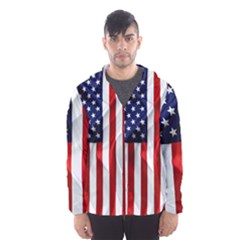 American Usa Flag Vertical Hooded Windbreaker (men) by FunnyCow