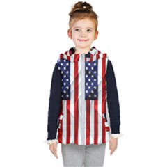 American Usa Flag Vertical Kid s Hooded Puffer Vest by FunnyCow