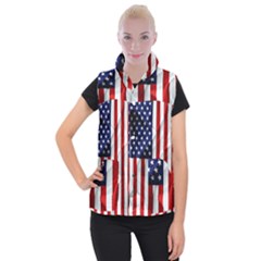 American Usa Flag Vertical Women s Button Up Vest
