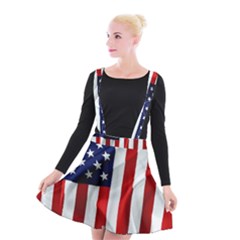 American Usa Flag Vertical Suspender Skater Skirt by FunnyCow