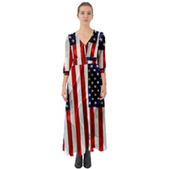 American Usa Flag Vertical Button Up Boho Maxi Dress by FunnyCow