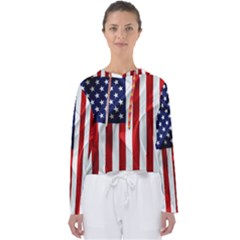 American Usa Flag Vertical Women s Slouchy Sweat by FunnyCow