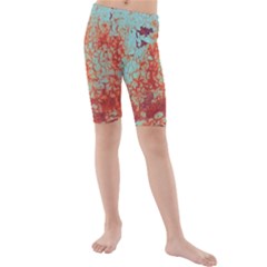 Orange Blue Rust Colorful Texture Kids  Mid Length Swim Shorts by Nexatart