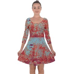 Orange Blue Rust Colorful Texture Quarter Sleeve Skater Dress by Nexatart