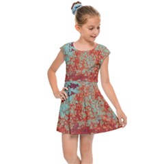 Orange Blue Rust Colorful Texture Kids Cap Sleeve Dress by Nexatart