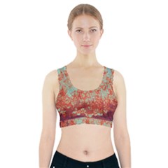 Orange Blue Rust Colorful Texture Sports Bra With Pocket by Nexatart
