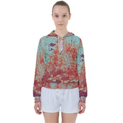 Orange Blue Rust Colorful Texture Women s Tie Up Sweat by Nexatart