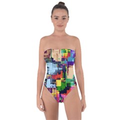 Color Abstract Background Textures Tie Back One Piece Swimsuit by Nexatart