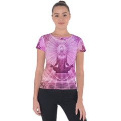 Meditation Spiritual Yoga Short Sleeve Sports Top  by Nexatart