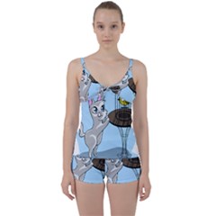 Cat Bird Cage Hunt Hunting Pet Tie Front Two Piece Tankini by Sapixe