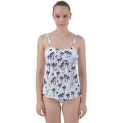 Tropical Pattern Twist Front Tankini Set by Valentinaart