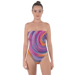 Purple Circles Swirls Tie Back One Piece Swimsuit by flipstylezfashionsLLC