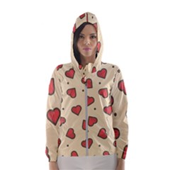 Design Love Heart Seamless Pattern Hooded Windbreaker (women) by Nexatart