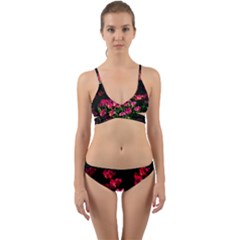 Pink Tulips Dark Background Wrap Around Bikini Set by FunnyCow