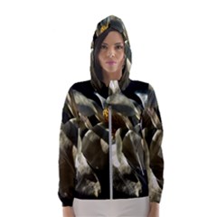 Two White Magnolia Flowers Hooded Windbreaker (women) by FunnyCow