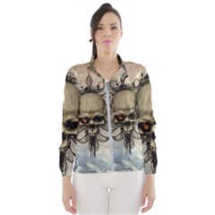 Awesome Creepy Skull With  Wings Windbreaker (women) by FantasyWorld7