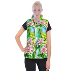 Crab Apple Flowers Women s Button Up Vest by FunnyCow