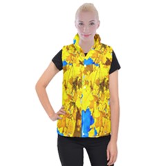 Yellow Maple Leaves Women s Button Up Vest by FunnyCow