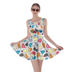 Funny Cute Colorful Cats Pattern Skater Dress by EDDArt