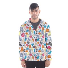 Funny Cute Colorful Cats Pattern Hooded Windbreaker (men) by EDDArt