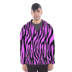 Zebra Stripes Pattern Trend Colors Black Pink Hooded Windbreaker (men) by EDDArt