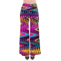 Multicolored Wave Distortion Zigzag Chevrons So Vintage Palazzo Pants by EDDArt