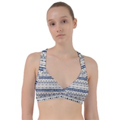 Native American Ornaments Watercolor Pattern Blue Sweetheart Sports Bra by EDDArt