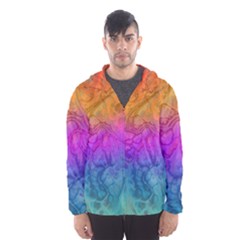 Fractal Batik Art Hippie Rainboe Colors 1 Hooded Windbreaker (men) by EDDArt
