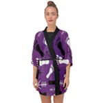 PURPLE Half Sleeve Chiffon Kimono