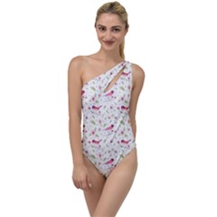 Watercolor Birds Magnolia Spring Pattern To One Side Swimsuit by EDDArt