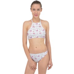 Watercolor Birds Magnolia Spring Pattern Racer Front Bikini Set by EDDArt