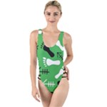 GREEN High Leg Strappy Swimsuit