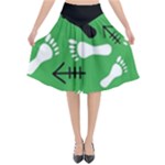 GREEN Flared Midi Skirt
