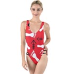 RED SWATCH#2 High Leg Strappy Swimsuit