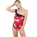 RED SWATCH#2 Frilly One Shoulder Swimsuit