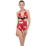 RED SWATCH#2 Halter Front Plunge Swimsuit