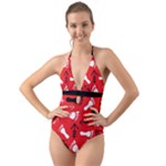 RED SWATCH#2 Halter Cut-Out One Piece Swimsuit