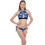 BLUE #2 Cross Front Halter Bikini Set