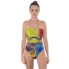 Painted Swirls                                   Tie Back One Piece Swimsuit by LalyLauraFLM