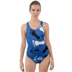 BLUE #2 Cut-Out Back One Piece Swimsuit